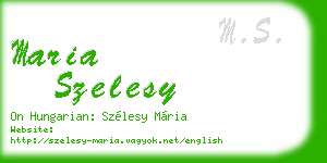 maria szelesy business card